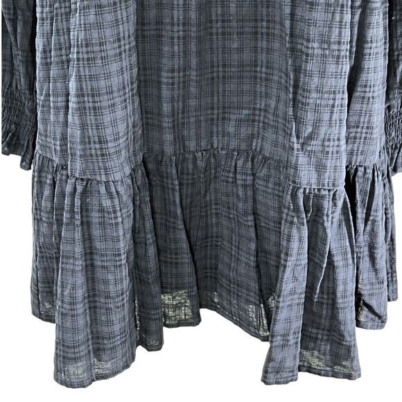 Copper Key Plaid Long Sleeve Smocked Tiered Dress Blue Juniors Small NWT - Picture 7 of 12